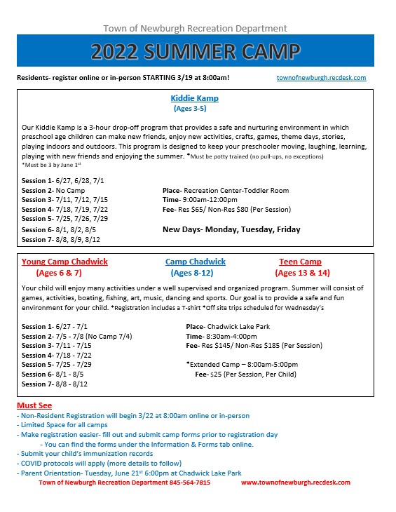 Town of Newburgh Recreation Department - Home